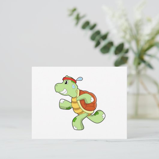 Schildpad als hardloper briefkaart (Staand voorkant)