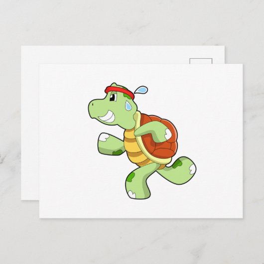 Schildpad als hardloper briefkaart (Voorkant / Achterkant)