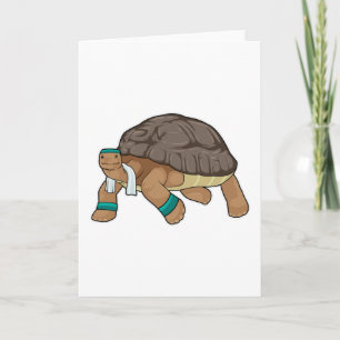 Schildpad als hardloper met handdoek kaart