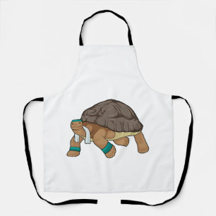 Schildpad Als Hardloper Met Handdoek Schort
