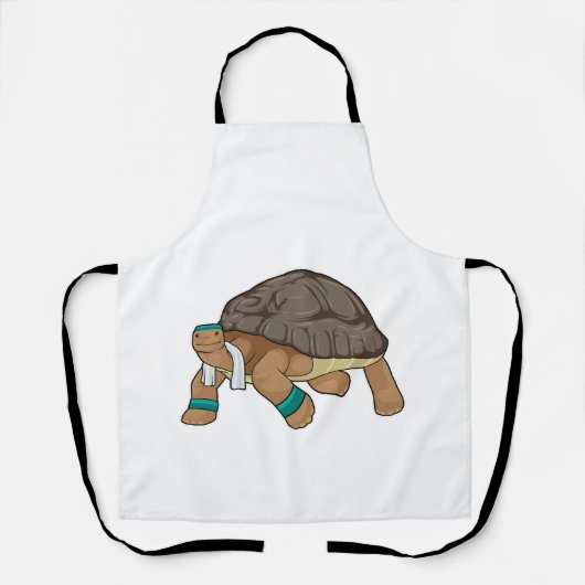 Schildpad Als Hardloper Met Handdoek Schort (Voorkant)