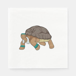 Schildpad Als Hardloper Met Handdoek Servet