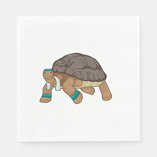 Schildpad Als Hardloper Met Handdoek Servet (Voorkant)