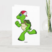 Schildpad als hardloper met pet kaart (Achterkant)