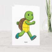 Schildpad als hardloper op loopband kaart (Achterkant)