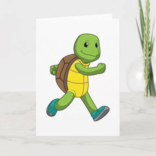 Schildpad als hardloper op loopband kaart (Voorkant)