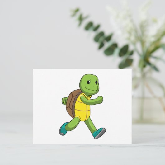 Schildpad als hardloper tijdens hardlopen briefkaart (Staand voorkant)