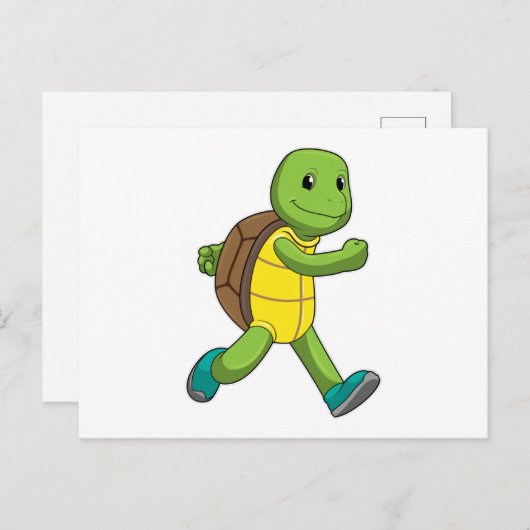 Schildpad als hardloper tijdens het hardlopen briefkaart (Voorkant / Achterkant)