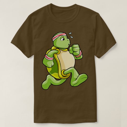 Schildpad als jogger met zweet en hoofd t-shirt (Design voorkant)
