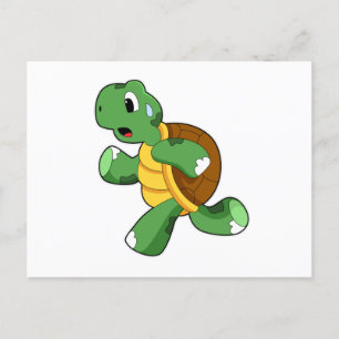 Schildpad als jogger tijdens hardlopen briefkaart