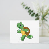 Schildpad als jogger tijdens hardlopen briefkaart (Staand voorkant)