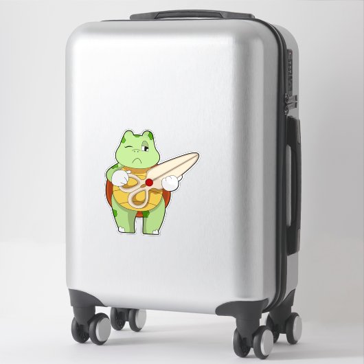 Schildpad Als Kapper Met Schaar Sticker (Koffer)