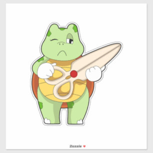 Schildpad Als Kapper Met Schaar Sticker