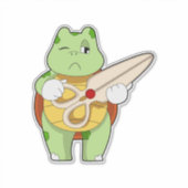 Schildpad Als Kapper Met Schaar Sticker (Voorkant)