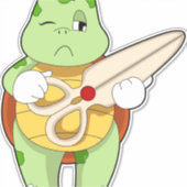Schildpad als kapper met schaar sticker (Voorkant)