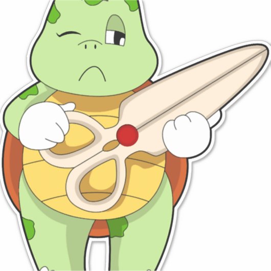 Schildpad als kapper met schaar sticker (Voorkant)