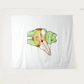Schildpad als kapper met schaar wandkleed (Voorkant (horizontaal))