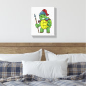 Schildpad als krijger met speer en helm canvas afdruk (Insitu (Slaapkamer))