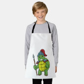 Schildpad als krijger met speer & helm schort (Gedragen)
