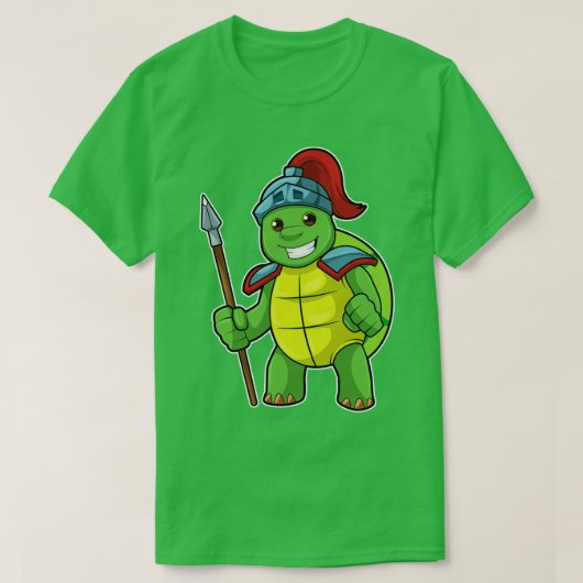 Schildpad als krijger met speerhelm t-shirt (Design voorkant)