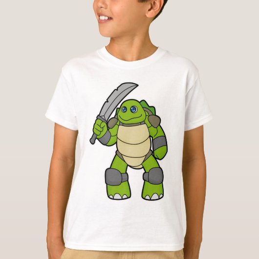 Schildpad als krijger met zwaard t-shirt (Voorkant)