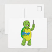 Schildpad als leraar met boek en aanwijsstok briefkaart (Voorkant / Achterkant)