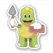 Schildpad als Metselaar met Steen Sticker (Voorkant)