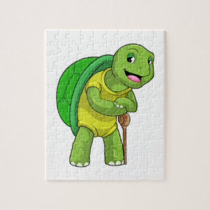 Schildpad als Pensioner met een wandelstok Legpuzzel