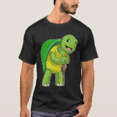 Schildpad als Pensioner met een wandelstok T-shirt (Voorkant)