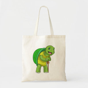 Schildpad als Pensioner met een wandelstok Tote Bag