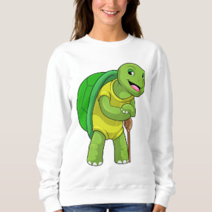 Schildpad als Pensioner met een wandelstok Trui