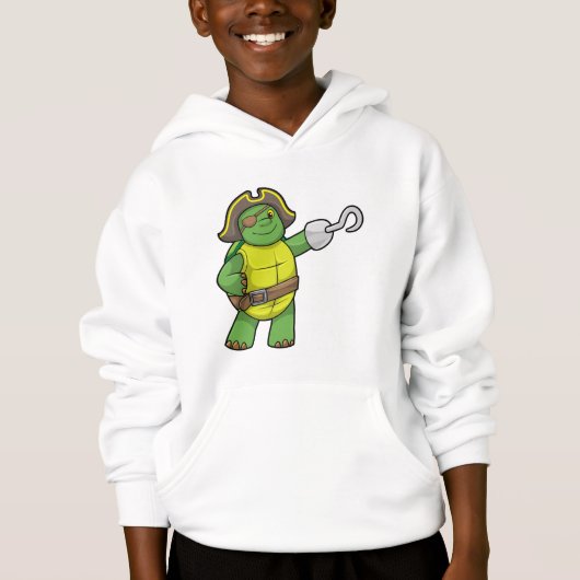 Schildpad als Piraat met gebookte hand- en oogpatc (Voorkant)