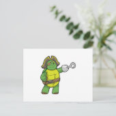 Schildpad als Piraat met gebookte hand- en oogpatc Briefkaart (Staand voorkant)