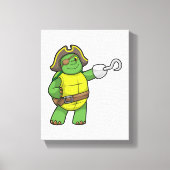 Schildpad als Piraat met gebookte hand- en oogpatc Canvas Afdruk (Voorkant)
