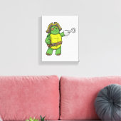 Schildpad als Piraat met gebookte hand- en oogpatc Canvas Afdruk (Insitu (Woonkamer))