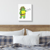 Schildpad als Piraat met gebookte hand- en oogpatc Canvas Afdruk (Insitu (Slaapkamer))