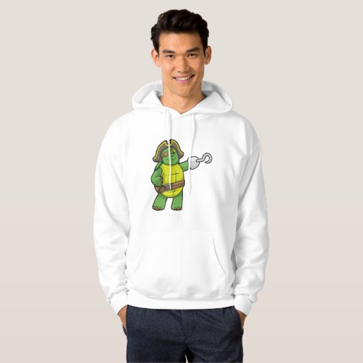 Schildpad als Piraat met gebookte hand- en oogpatc Hoodie (Voorkant volledig)