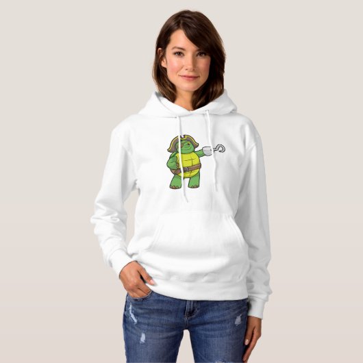 Schildpad als Piraat met gebookte hand- en oogpatc Hoodie (Voorkant volledig)