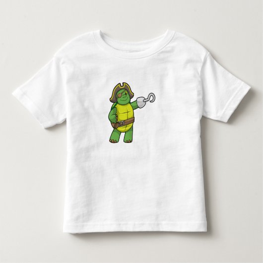 Schildpad als Piraat met gebookte hand- en oogpatc Kinder Shirts (Voorkant)