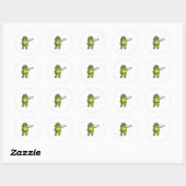 Schildpad als Piraat met gebookte hand- en oogpatc Ronde Sticker (Vel)