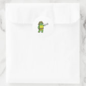 Schildpad als Piraat met gebookte hand- en oogpatc Ronde Sticker (Tas)