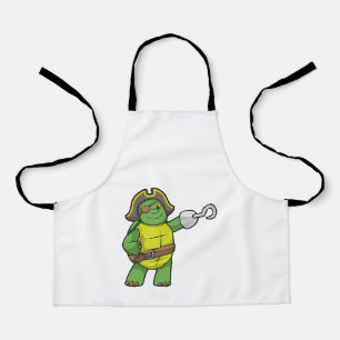 Schildpad als Piraat met gebookte hand- en oogpatc Schort