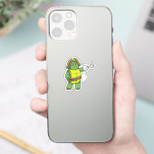 Schildpad als Piraat met gebookte hand- en oogpatc Sticker (Telefoon)