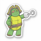 Schildpad als Piraat met gebookte hand- en oogpatc Sticker (Voorkant)