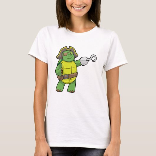 Schildpad als Piraat met gebookte hand- en oogpatc T-shirt (Voorkant)