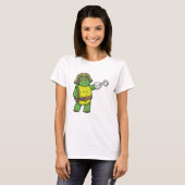 Schildpad als Piraat met gebookte hand- en oogpatc T-shirt (Voorkant volledig)