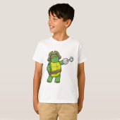 Schildpad als Piraat met gebookte hand- en oogpatc T-shirt (Voorkant volledig)