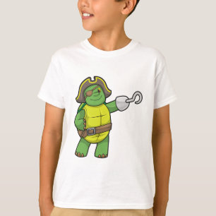 Schildpad als Piraat met gebookte hand- en oogpatc T-shirt