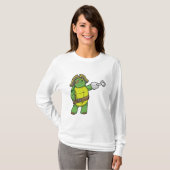 Schildpad als Piraat met gebookte hand- en oogpatc T-shirt (Voorkant volledig)