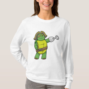 Schildpad als Piraat met gebookte hand- en oogpatc T-shirt